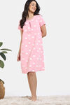 Zivame Joyful Jingles Knit Cotton Knee Length Nightdress - Candy Pink — thumbnail 2
